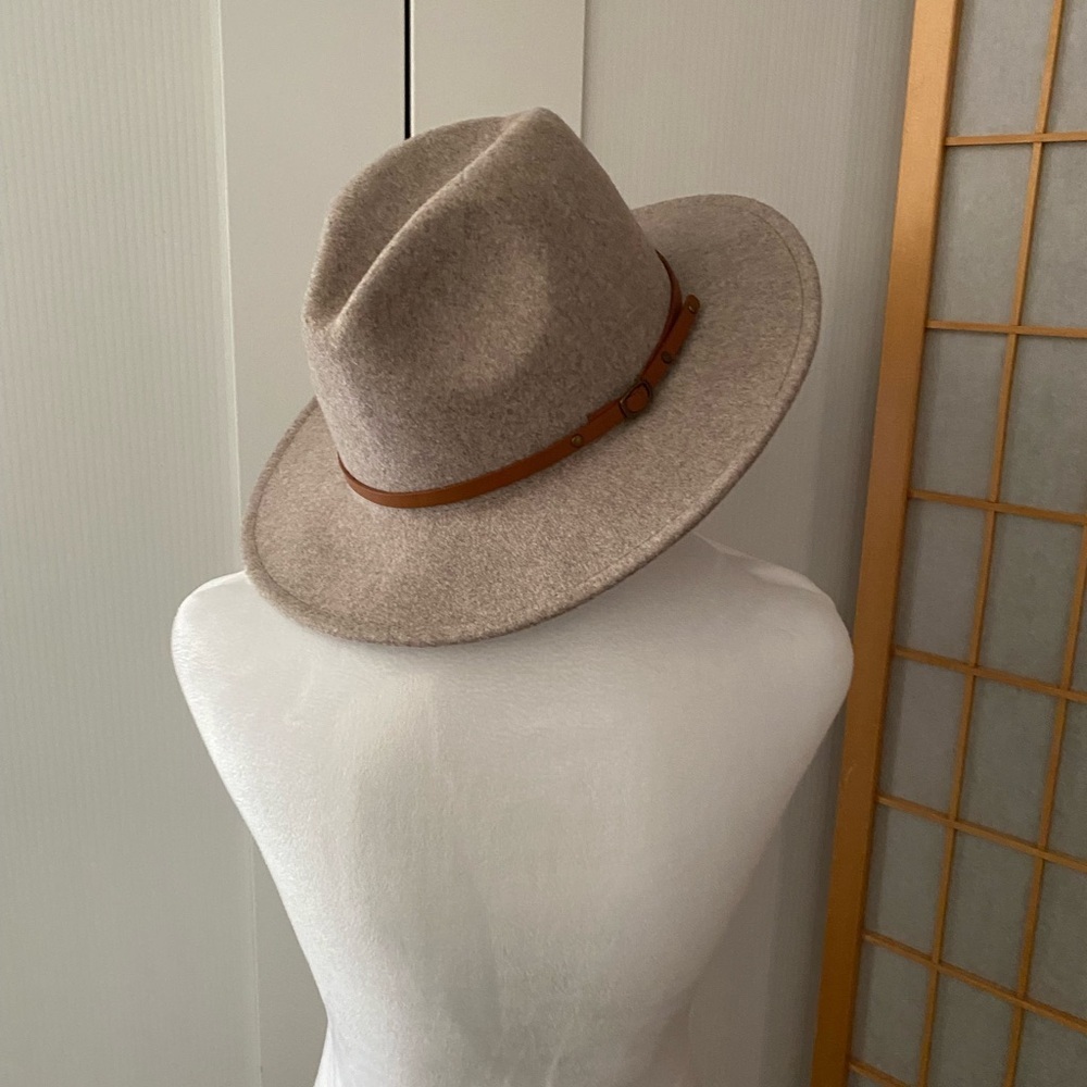 Tan and Brown Wide-Brim Fedora Hat